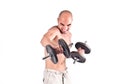 Strong man lifting weights. Royalty Free Stock Photo