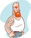 Strong Man with a Lot of Tattoos Ã¢â¬â stock illustration
