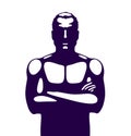 Strong man perfect silhouette with hands crossed on a chest vector logo