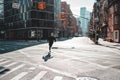 Strong man runner training and running through urban streets Royalty Free Stock Photo