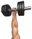 Strong man's hand with a dumbbell Royalty Free Stock Photo