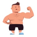 Strong man showing off illustration cartoon character
