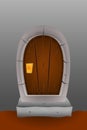 Strong medieval times middle age door of wood and stone