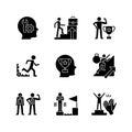 Strong motivation black glyph icons set on white space