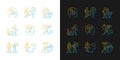 Strong motivation gradient icons set for dark and light mode