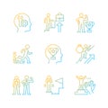 Strong motivation gradient linear vector icons set