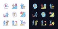 Strong motivation light and dark theme RGB color icons set