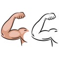 Strong muscle arm sketch line vector. Royalty Free Stock Photo