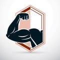 Strong muscular arm, athlete graphic vector illustration. Power