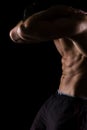 Strong muscular athlete showing abdominal muscles Royalty Free Stock Photo