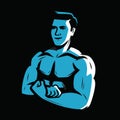 Strong and muscular bodybuilder. Weightlifting, powerlifting or bodybuilding vector illustration Royalty Free Stock Photo