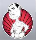 Strong And Muscular Boxer Man Color Illustration Design