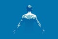 Strong muscular man back vector illustration, bodybuilder athlete sportsman.