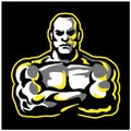 Strong Muscular Man Esport Game Cartoon Logo Mascot