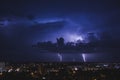 Strong night storm in the summer in the city of Tomsk.