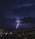 Strong night storm in the summer in the city of Tomsk.