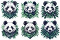 Strong Pandas Unite in Green Bandanas