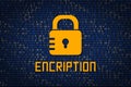 Strong password encription. Data protection from hacking. Cyber security. Data encryption. Protect information in network and Inte