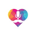 Strong podcast heart vector logo design template.