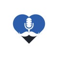 Strong podcast heart vector logo design template.