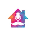 Strong podcast home vector logo design template.