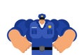 Strong police officer isolated. policeman cop vector illustration