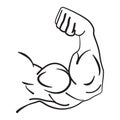 Strong power, muscle arms vector icon on white background Royalty Free Stock Photo