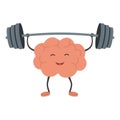 Strong powerful brain holding heavy barbell. Intelligence, mind, imagination, creativity, knowledge and education Royalty Free Stock Photo
