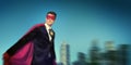 Strong Powerful Business Superhero Cityscape Concepts