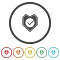 Strong protection tick shield icon. Set icons in color circle buttons Royalty Free Stock Photo