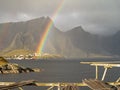 Strong Rainbow over Reinefjorden Royalty Free Stock Photo