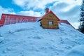 Strong real winter in the south of Poland - lots of snow - the residential building is covered with snow all the way to the roof