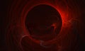 Strong red 3d core, hole or portal into deep dark space. Royalty Free Stock Photo