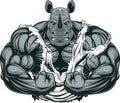 Strong rhinoceros athlete Royalty Free Stock Photo