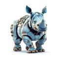 Strong rhinoceros robot, robotic animal isolated over white background. Created with generative Ai