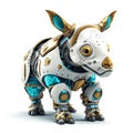 Strong rhinoceros robot, robotic animal isolated over white background. Created with generative Ai