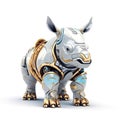 Strong rhinoceros robot, robotic animal isolated over white background. Created with generative Ai