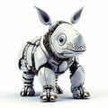 Strong rhinoceros robot, robotic animal isolated over white background. Created with generative Ai