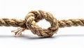 Strong Rope with a Tight Knot on a White Background Royalty Free Stock Photo