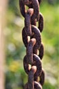 Strong rusty heavy metal chain links close up Royalty Free Stock Photo