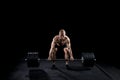 Strong man deadlifts a lot of weight