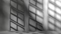 Strong shadows of lattice windows with light coming into the room GOBO light gray black Elegant Modern 3D Rendering image