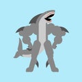 Strong shark. Powerful marine predator. Fish Strongman