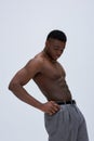 Strong and shirtless african american man Royalty Free Stock Photo