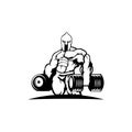 Strong spartan athlete with dumbbell