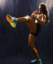 Strong sports woman training martial arts Royalty Free Stock Photo