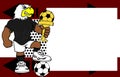Strong sporty eagle futbol soccer player cartoon picture frame background