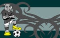 Strong sporty rhino soccer player cartoon background