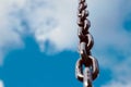 strong steel chain for industry, blue background