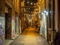 Strong Street Lights and Graffiti Art, Knoxville, Tennessee, United States of America: [Night life in the center of K Royalty Free Stock Photo